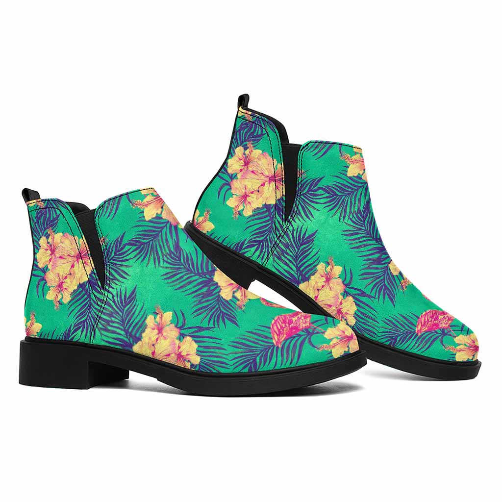 Hawaii Tropical Paradise Pattern Print Flat Ankle Boots