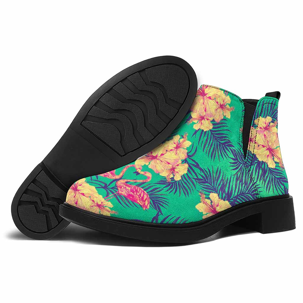 Hawaii Tropical Paradise Pattern Print Flat Ankle Boots
