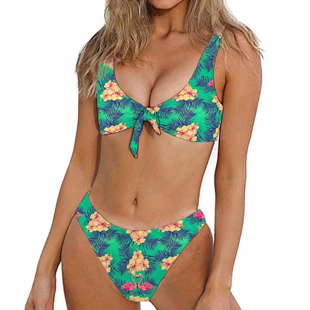 Hawaii Tropical Paradise Pattern Print Front Bow Tie Bikini