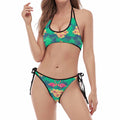 Hawaii Tropical Paradise Pattern Print Halter Scoop Tie Side Bikini