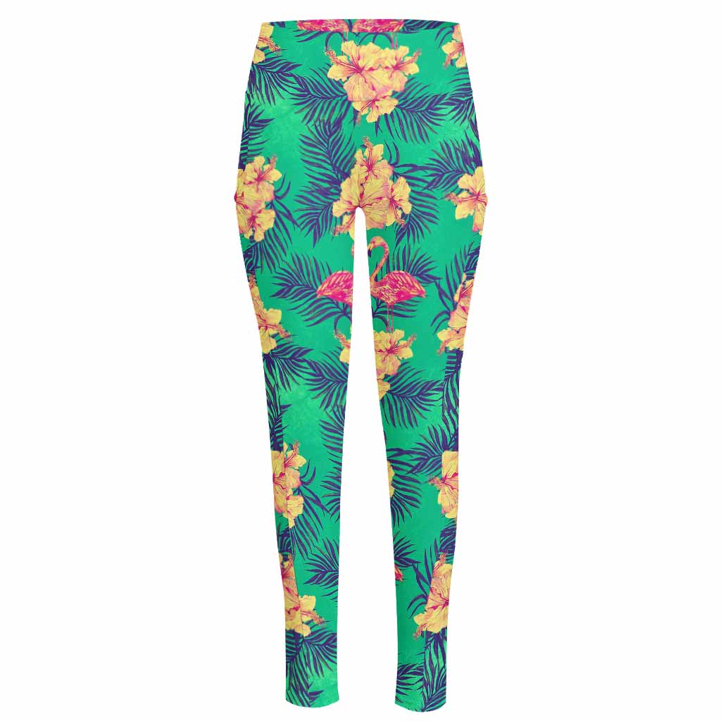 Hawaii Tropical Paradise Pattern Print High-Waisted Pocket Leggings