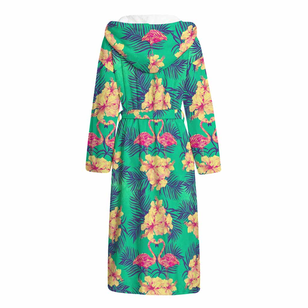Hawaii Tropical Paradise Pattern Print Hooded Bathrobe