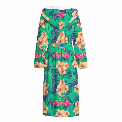 Hawaii Tropical Paradise Pattern Print Hooded Bathrobe