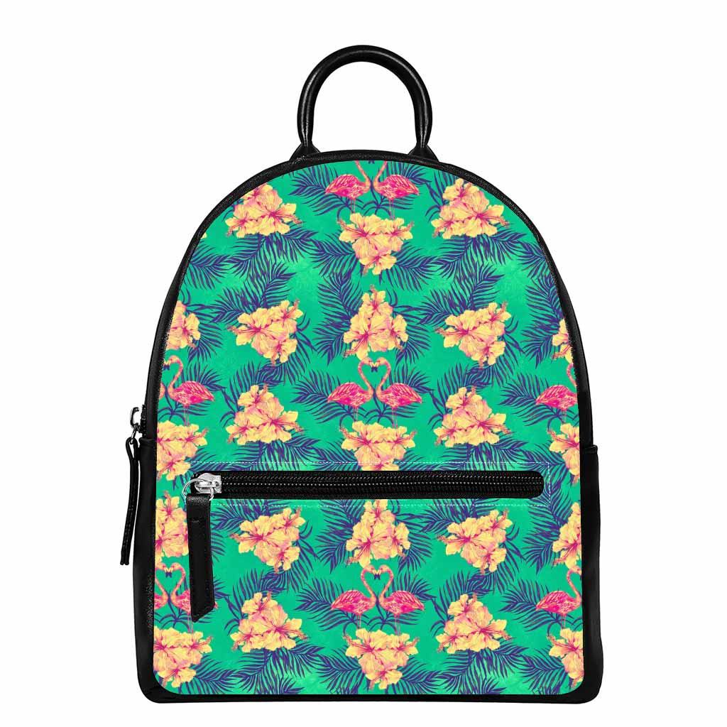 Hawaii Tropical Paradise Pattern Print Leather Backpack