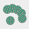 Hawaii Tropical Paradise Pattern Print Leather Coaster Set