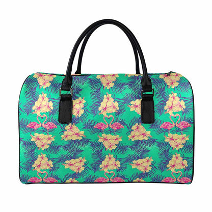 Hawaii Tropical Paradise Pattern Print Leather Duffle Bag
