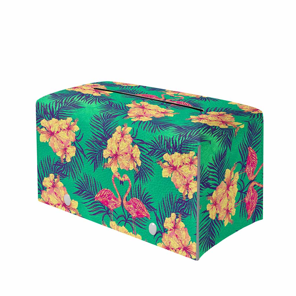 Hawaii Tropical Paradise Pattern Print Leather Tissue Box Cover