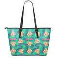 Hawaii Tropical Paradise Pattern Print Leather Tote Bag With Zipper