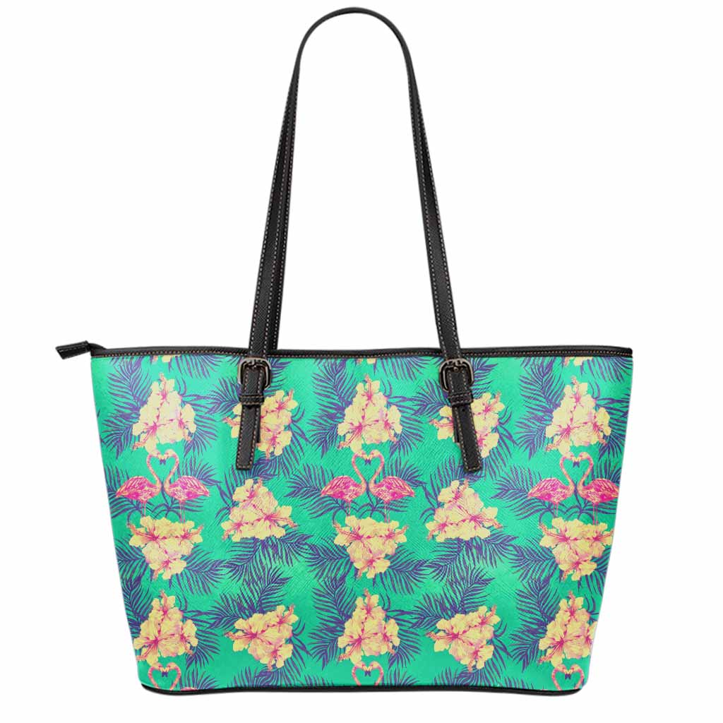 Hawaii Tropical Paradise Pattern Print Leather Tote Bag