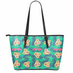 Hawaii Tropical Paradise Pattern Print Leather Tote Bag