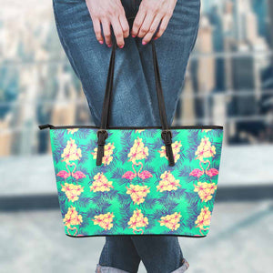 Hawaii Tropical Paradise Pattern Print Leather Tote Bag