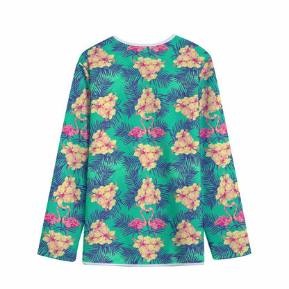 Hawaii Tropical Paradise Pattern Print Long Sleeve Short Coat