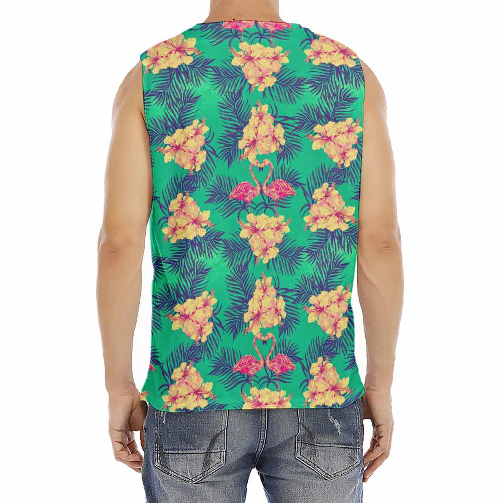 Hawaii Tropical Paradise Pattern Print Men's Fitness Tank Top