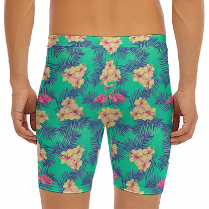 Hawaii Tropical Paradise Pattern Print Men's Long Boxer Briefs
