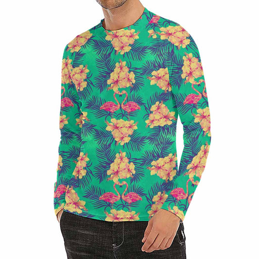 Hawaii Tropical Paradise Pattern Print Men's Long Sleeve Rash Guard