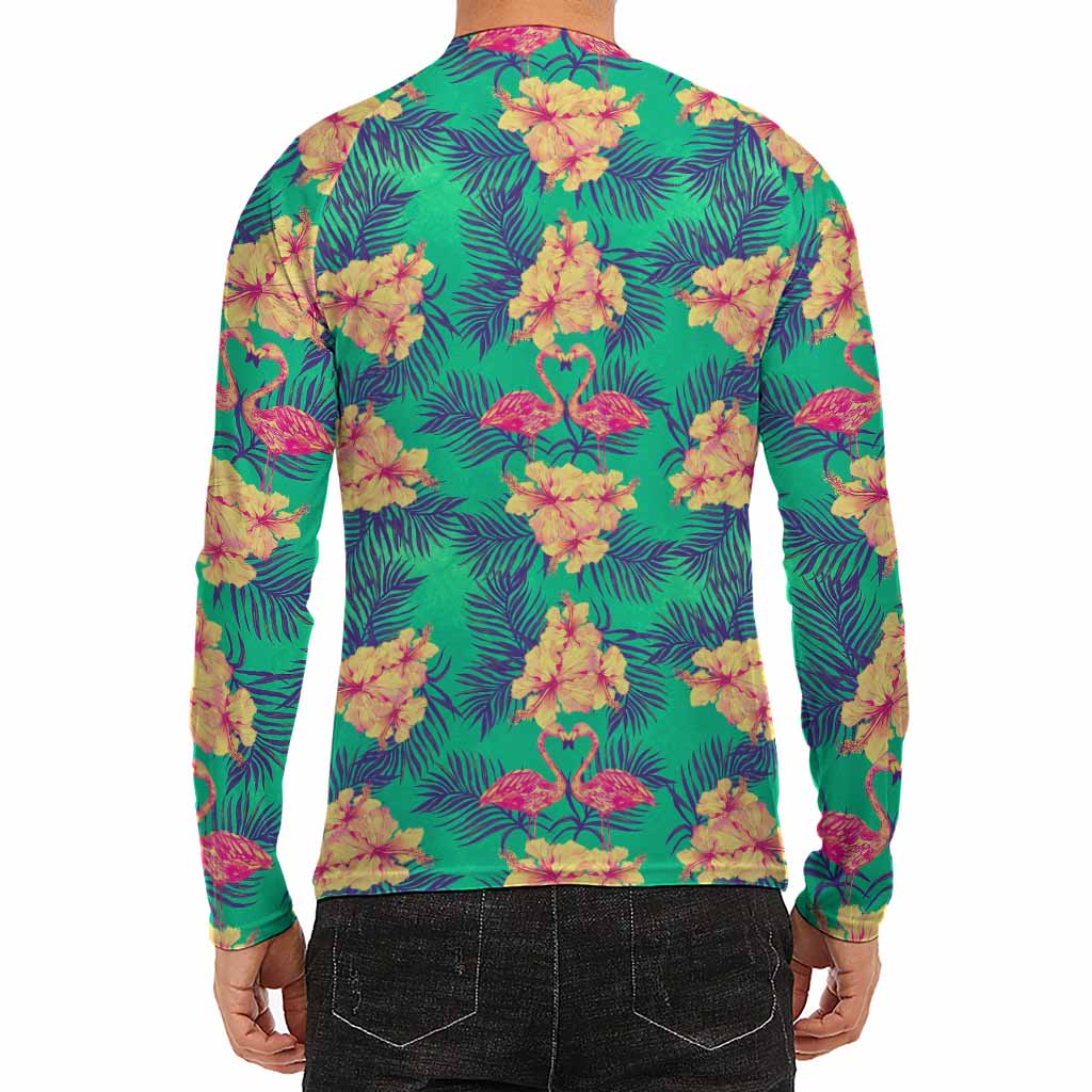 Hawaii Tropical Paradise Pattern Print Men's Long Sleeve Rash Guard