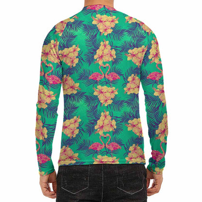Hawaii Tropical Paradise Pattern Print Men's Long Sleeve Rash Guard
