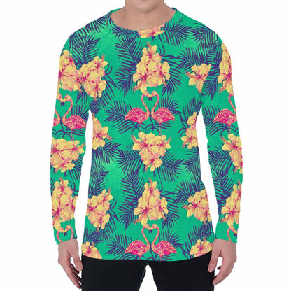 Hawaii Tropical Paradise Pattern Print Men's Long Sleeve T-Shirt