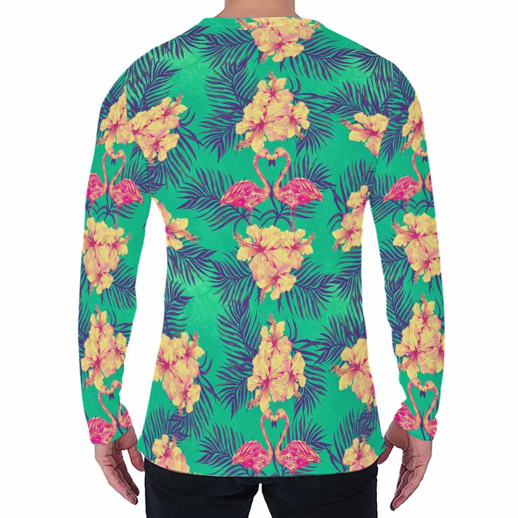 Hawaii Tropical Paradise Pattern Print Men's Long Sleeve T-Shirt