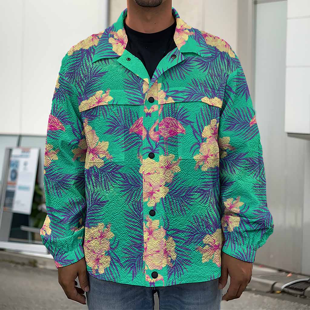 Hawaii Tropical Paradise Pattern Print Men's Shirt Jacket