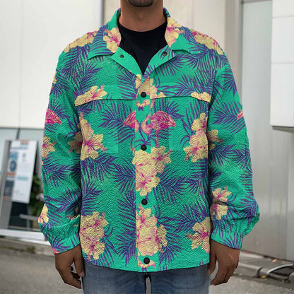 Hawaii Tropical Paradise Pattern Print Men's Shirt Jacket