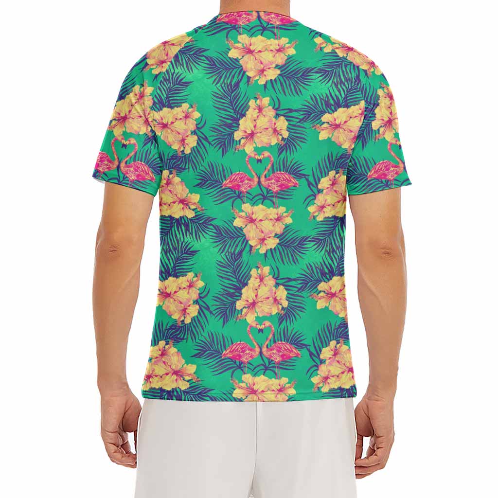Hawaii Tropical Paradise Pattern Print Men's Short Sleeve Rash Guard