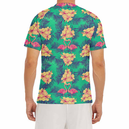 Hawaii Tropical Paradise Pattern Print Men's Short Sleeve Rash Guard
