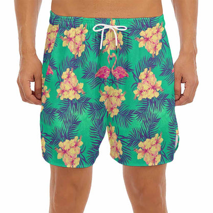 Hawaii Tropical Paradise Pattern Print Men's Split Running Shorts
