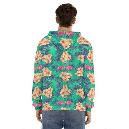 Hawaii Tropical Paradise Pattern Print Men's Velvet Pullover Hoodie
