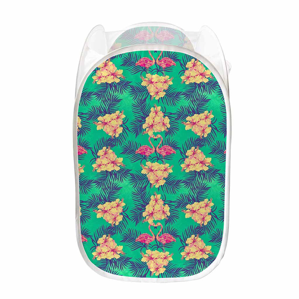 Hawaii Tropical Paradise Pattern Print Mesh Laundry Hamper