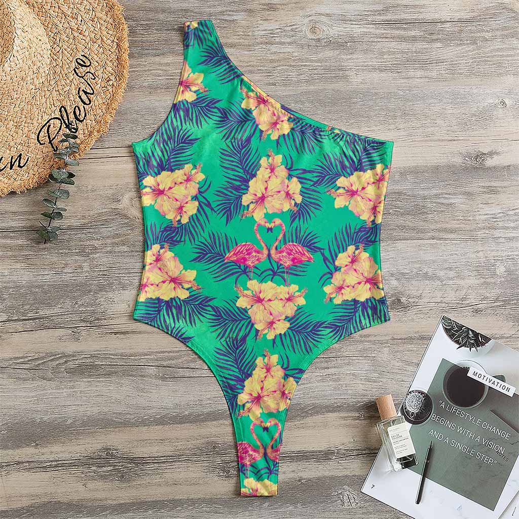 Hawaii Tropical Paradise Pattern Print One Shoulder Bodysuit