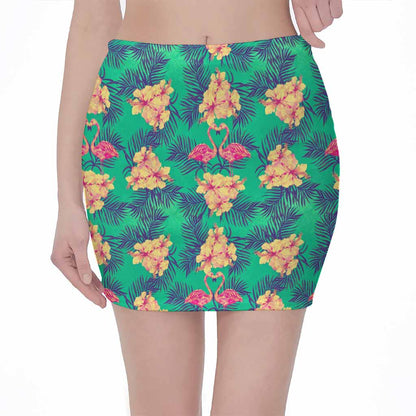 Hawaii Tropical Paradise Pattern Print Pencil Mini Skirt
