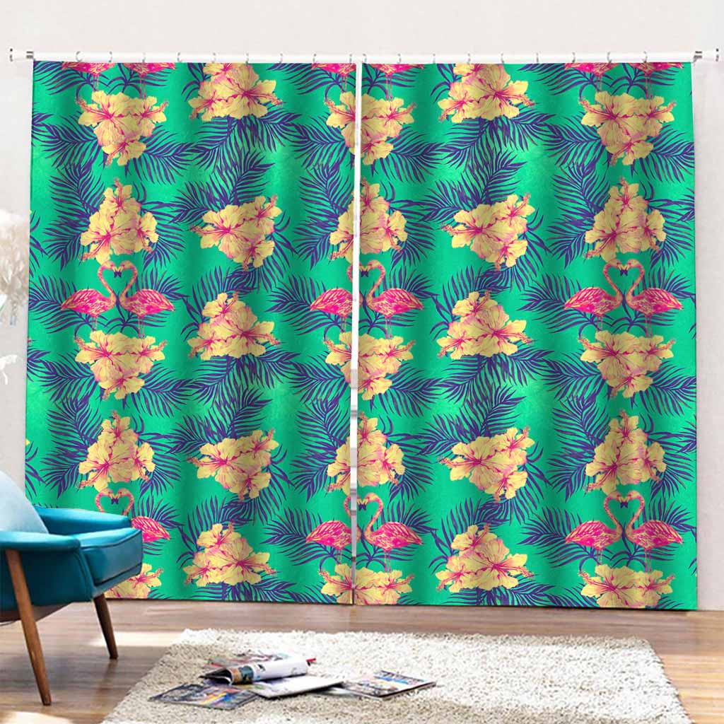 Hawaii Tropical Paradise Pattern Print Pencil Pleat Curtains