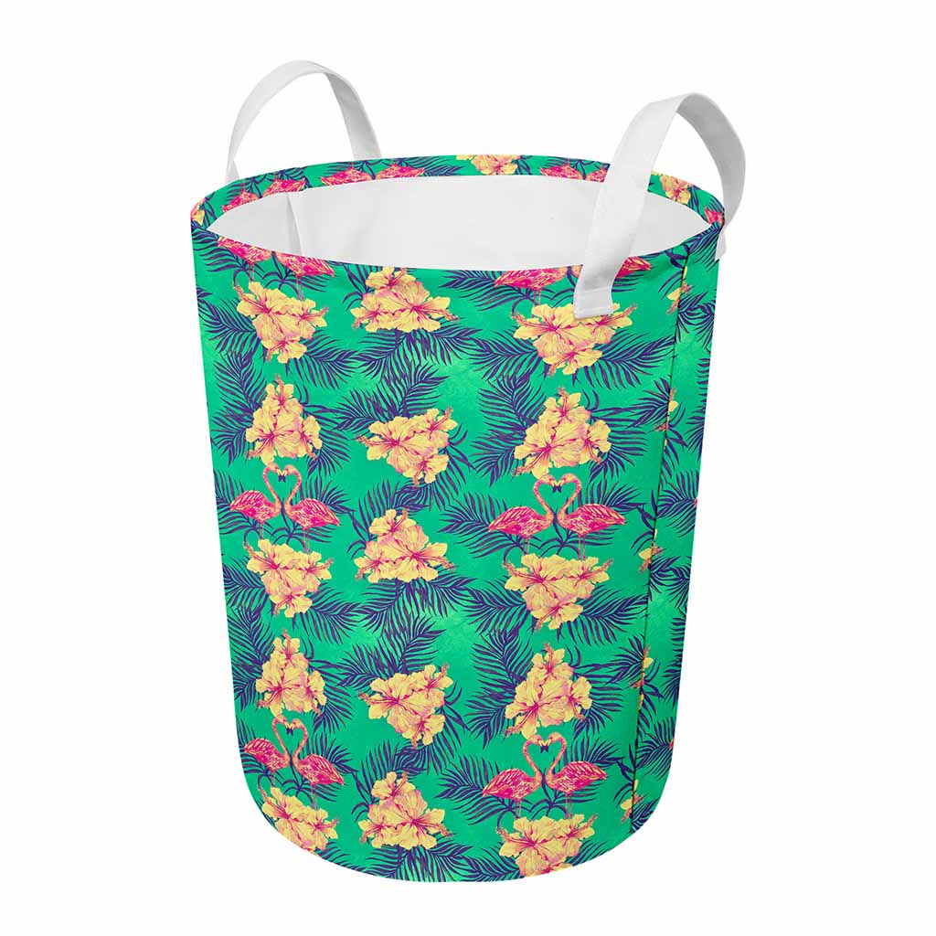 Hawaii Tropical Paradise Pattern Print Round Laundry Basket