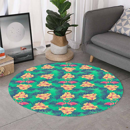 Hawaii Tropical Paradise Pattern Print Round Rug