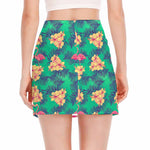 Hawaii Tropical Paradise Pattern Print Side Slit Mini Skirt