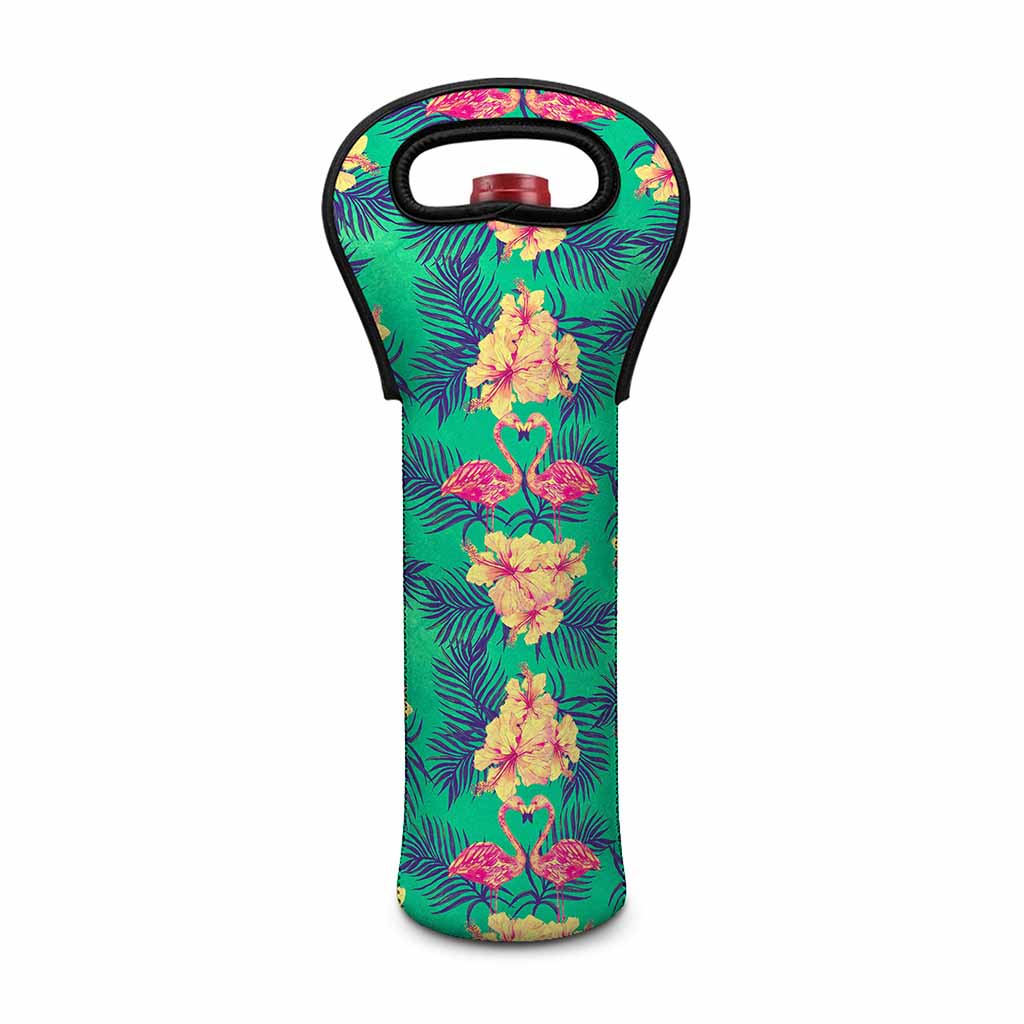Hawaii Tropical Paradise Pattern Print Single Neoprene Wine Tote