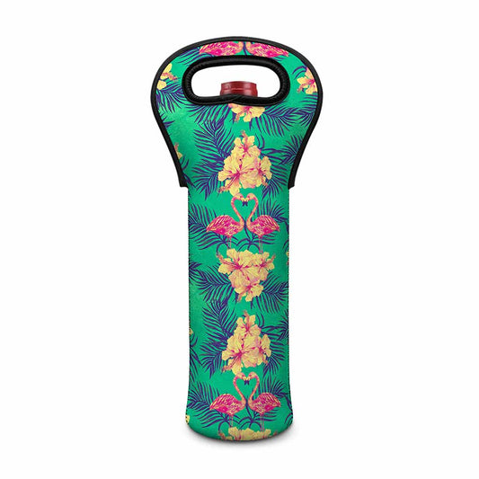 Hawaii Tropical Paradise Pattern Print Single Neoprene Wine Tote