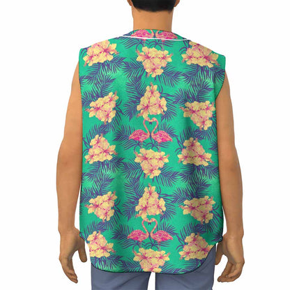 Hawaii Tropical Paradise Pattern Print Sleeveless Baseball Jersey