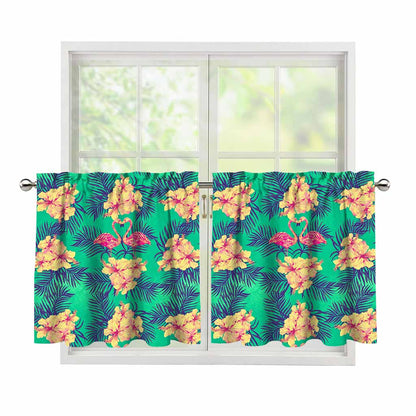 Hawaii Tropical Paradise Pattern Print Tier Curtains