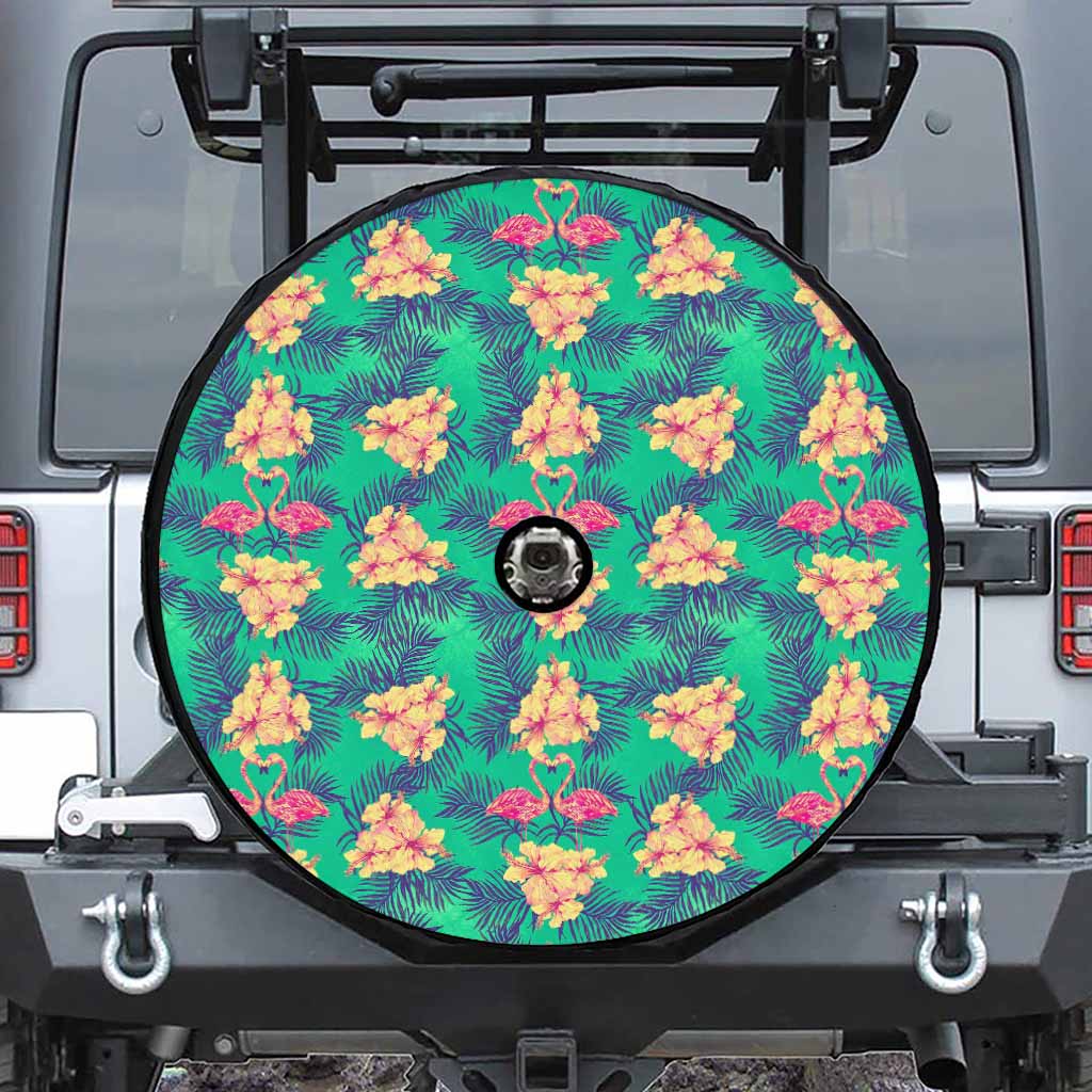 Hawaii Tropical Paradise Pattern Print Tire Cover With Camera Hole