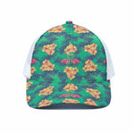 Hawaii Tropical Paradise Pattern Print White Mesh Trucker Cap