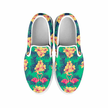 Hawaii Tropical Paradise Pattern Print White Slip On Sneakers