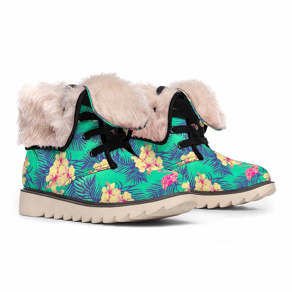 Hawaii Tropical Paradise Pattern Print Winter Boots