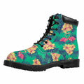 Hawaii Tropical Paradise Pattern Print Padded Collar Lace Up Boots