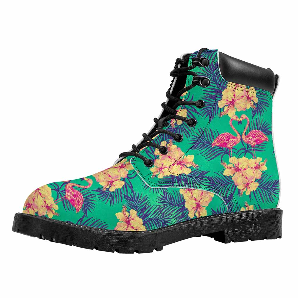 Hawaii Tropical Paradise Pattern Print Work Boots