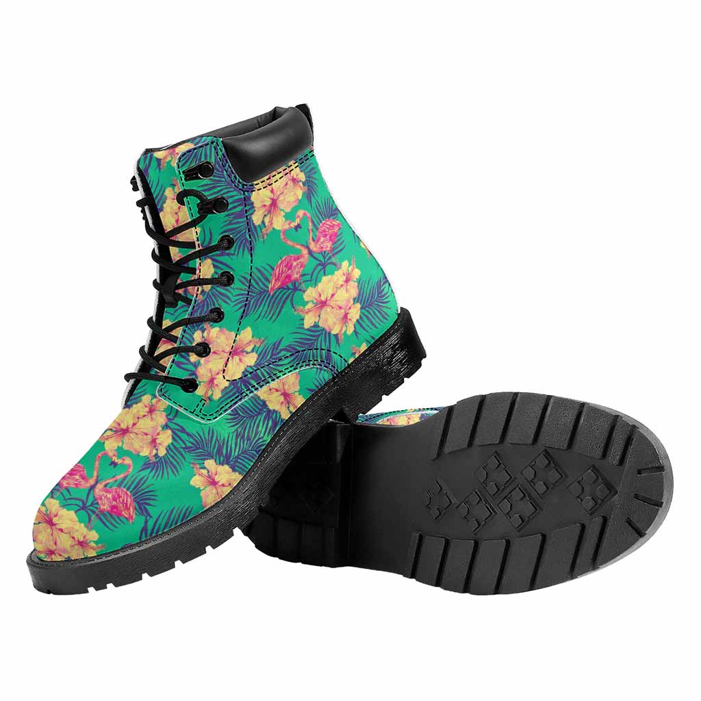 Hawaii Tropical Paradise Pattern Print Work Boots