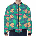 Hawaii Tropical Paradise Pattern Print Zip Sleeve Bomber Jacket