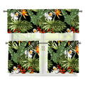 Hawaii Tropical Plants Pattern Print 3 Piece Kitchen Curtains