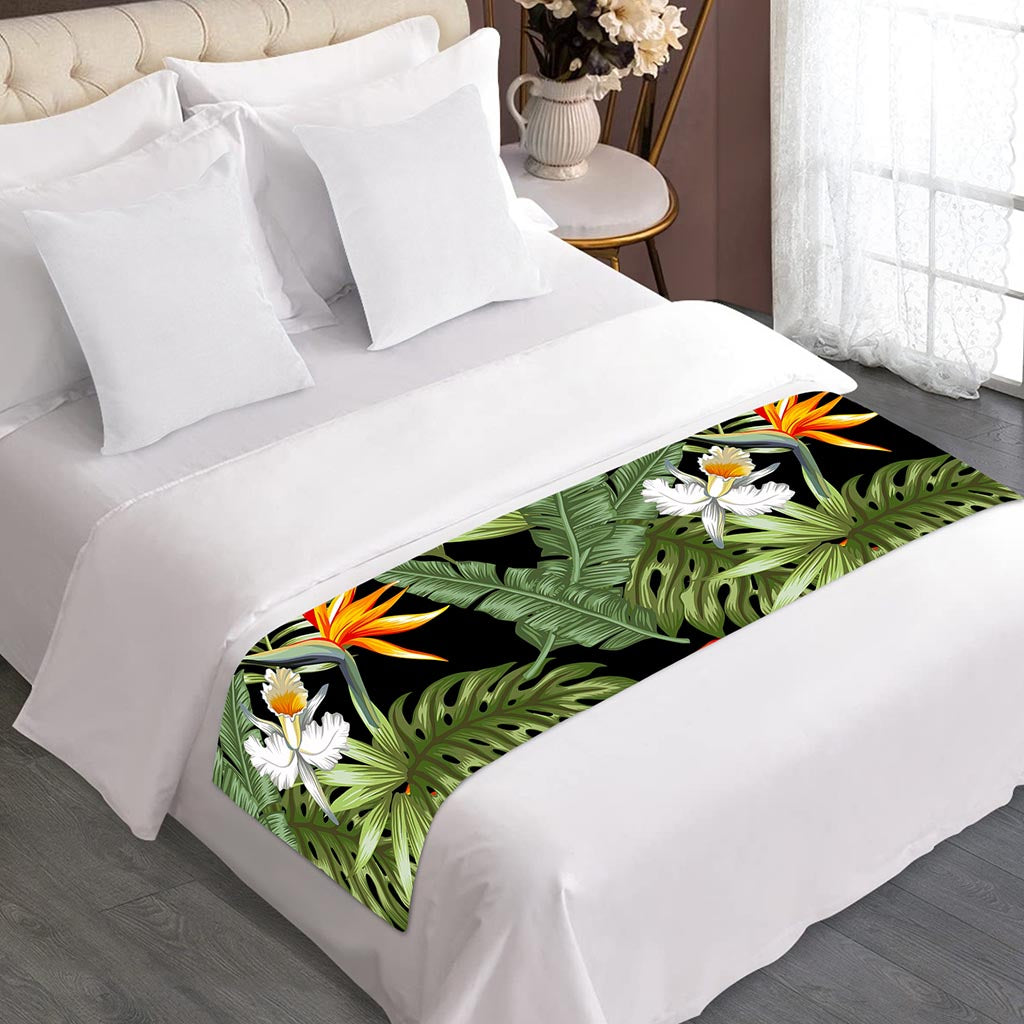 Hawaii Tropical Plants Pattern Print Bed Runner